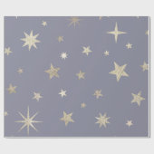 Moderne festliche Gray Gold Star Rolle Geschenkpapier (Flach)