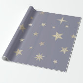 Moderne festliche Gray Gold Star Rolle Geschenkpapier (Ungerollt)