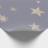Moderne festliche Gray Gold Star Rolle Geschenkpapier (Ecke)