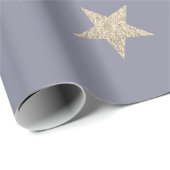 Moderne festliche Gray Gold Star Rolle Geschenkpapier (Rolleneckpunkt)