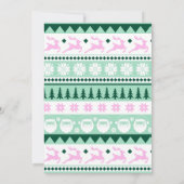 Moderne festliche, hässliche, rot, grün und rosa einladung (Rückseite)