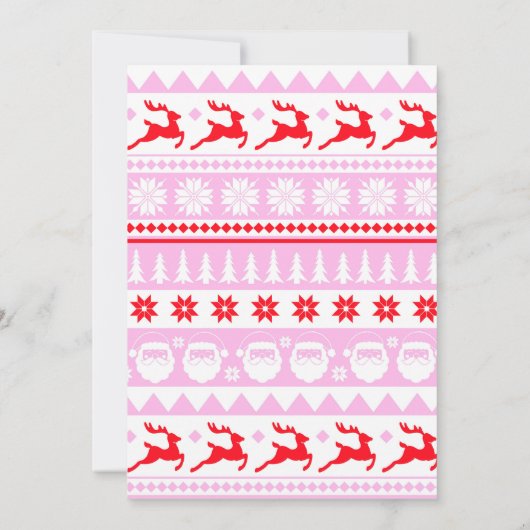 Moderne festliche, hässliche, rot, grün und rosa einladung (Rückseite)