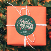 Moderne festliche niedliche Grün & Weiß Frohe Weih Runder Aufkleber