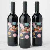 Moderne festliche Punkte Schnee Foto Weihnachten Weinetikett (Flaschen)