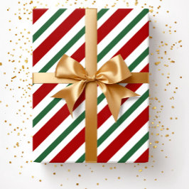 Moderne festliche Rote Streifen Weihnachten Geschenkpapier