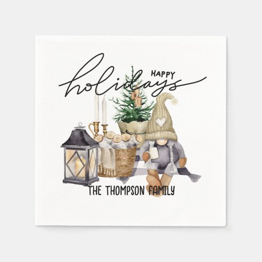 Moderne festliche Wasserfarbe Santa Claus Weiß Serviette (Vorderseite)