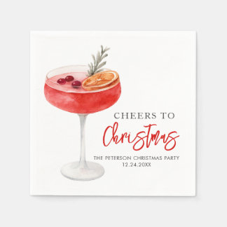 Moderne festliche Weihnachts-Cocktailparty-Grüße Serviette