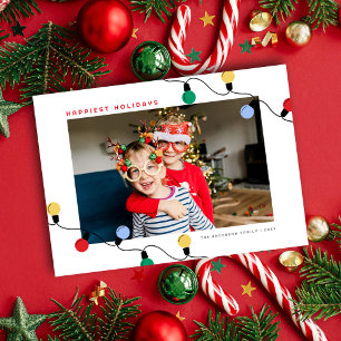 Moderne festliche Weihnachtsbeleuchtung Ein Foto Feiertagskarte