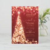 Moderne festliche Weihnachtsfeier mit Goldbaum Einladung (Stehend Vorderseite)