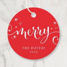 MODERNE Festspielkalligraphie Glitzern Rot Geschenkanhänger