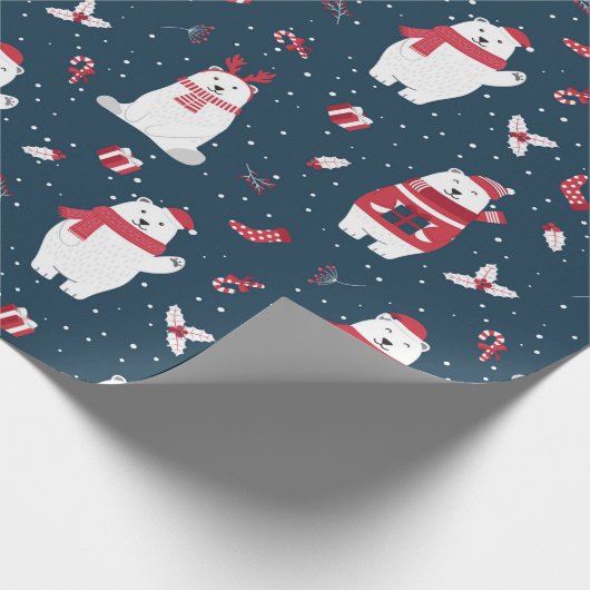 Moderne Festtage Winterpolarbären Geschenkpapier (Ecke)