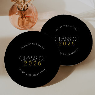 Moderne Fete Black Class 2025 Abschluss Pappteller