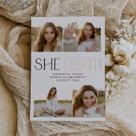 Moderne Fete Foil sie tat es Foto Abschluss Folieneinladung