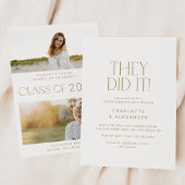 Moderne Fete Gold Foto Double Graduation Party Einladung