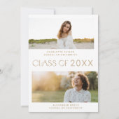 Moderne Fete Gold Foto Double Graduation Party Einladung (Rückseite)