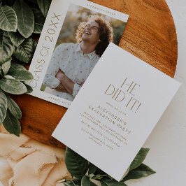 Moderne Fete Gold machte er es Foto Graduation Par Einladung