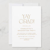 Moderne Fete Gold Yay Grad Foto Graduation Party Einladung (Vorderseite)