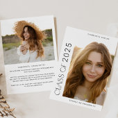 Moderne Fete Minimal Class 2025 Foto Abschluss Ankündigung