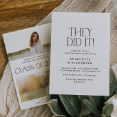 Moderne Fete Minimal Foto Double Graduation Party Einladung