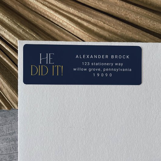 Moderne Fete Navy Gold, er tat es Abschluss Rückke