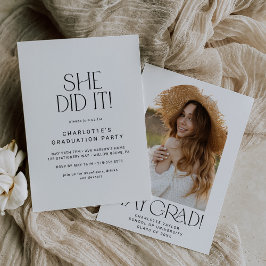 Moderne Fete Sie machte es Foto Arch Graduation Pa Einladung