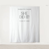 Moderne Fete sie tat es Abschluss Foto Hintergrund Wandteppich (Vorderseite)