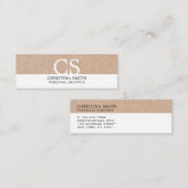 Moderne, fett bedruckte Monogramm-Kraft, weiß Mini Visitenkarte (Vorne/Hinten)