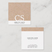 Moderne, fett bedruckte Monogramm-Kraft, weiß Quadratische Visitenkarte (Vorne/Hinten)