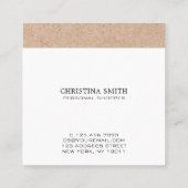 Moderne, fett bedruckte Monogramm-Kraft, weiß Quadratische Visitenkarte (Rückseite)