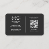 Moderne fett Berufliche Monogram Black Initials Visitenkarte (Rückseite)