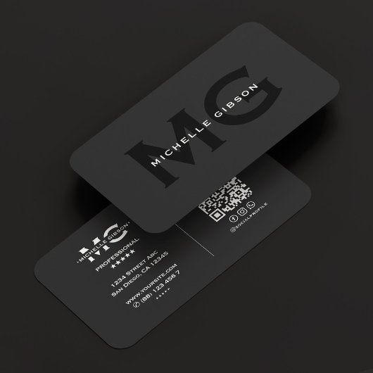 Moderne fett Berufliche Monogram Black Initials Visitenkarte