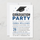 Moderne, fett blaue Foto Graduierungspartei Einladung (Vorderseite)