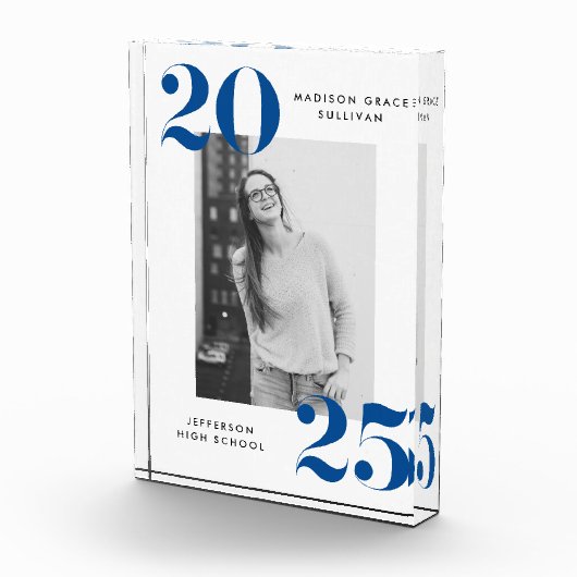 Moderne, fett blaue Klasse des Abschlusses 2025 Fotoblock (Rechts)