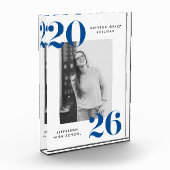 Moderne, fett blaue Klasse des Abschlusses 2025 Fotoblock (Links)