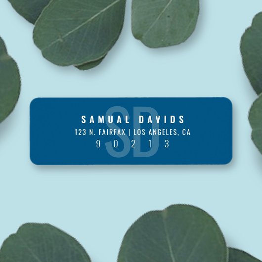 Moderne, fett blaugraue Rücksendeadresse