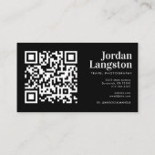 Moderne, fett Coole Fotografie Typografie QR-Code Visitenkarte (Rückseite)
