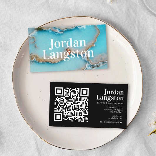 Moderne, fett Coole Fotografie Typografie QR-Code Visitenkarte