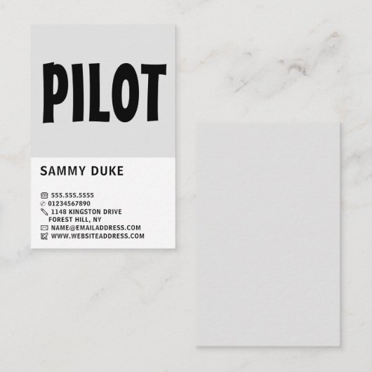 Moderne Fett-, Flight Steward & Pilot Visitenkarte (Vorne/Hinten)