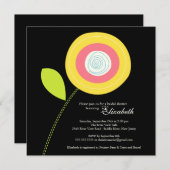 Moderne, fett gelbe Blütendusche Einladung (Vorne/Hinten)