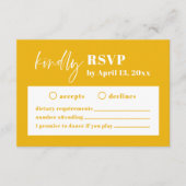 Moderne, fett gelbe Hochzeitkarte RSVP Begleitkarte (Vorderseite)