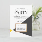 Moderne, fett geometrische Engagement-Partei Einladung (Stehend Vorderseite)