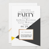 Moderne, fett geometrische Engagement-Partei Einladung (Vorne/Hinten)