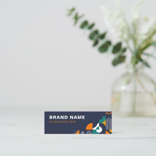 Moderne, fett geometrische Farbe, QR-Code Mini Visitenkarte (Stehend Vorderseite)