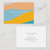 Moderne, fett geometrische, orange blaue Streifen Visitenkarte (Vorne/Hinten)