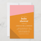Moderne, fett geometrische, rosa, orange Niedliche Einladung (Vorderseite)