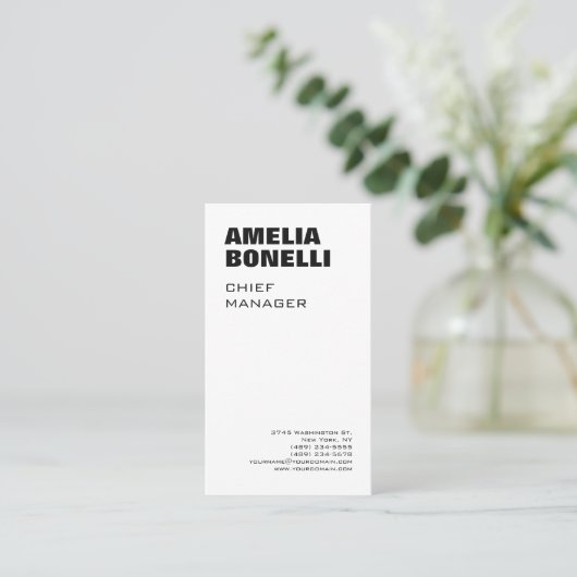 Moderne, fett Minimalistische Berufliche Standardg Visitenkarte (Stehend Vorderseite)