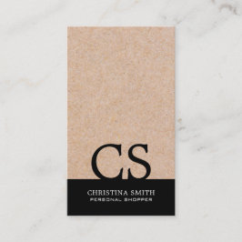 Moderne, fett mongram Kraft-Print B&W Typo Vertika Visitenkarte