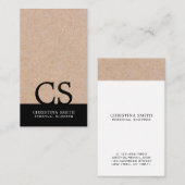 Moderne, fett mongram Kraft-Print B&W Typo Vertika Visitenkarte (Vorne/Hinten)