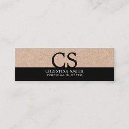Moderne, fett mongram Kraft-Print Clean B&W Typo Mini Visitenkarte