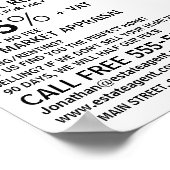 Moderne Fett-, Realtor-, Anwesen-Agent-Werbung Poster (Ecke)